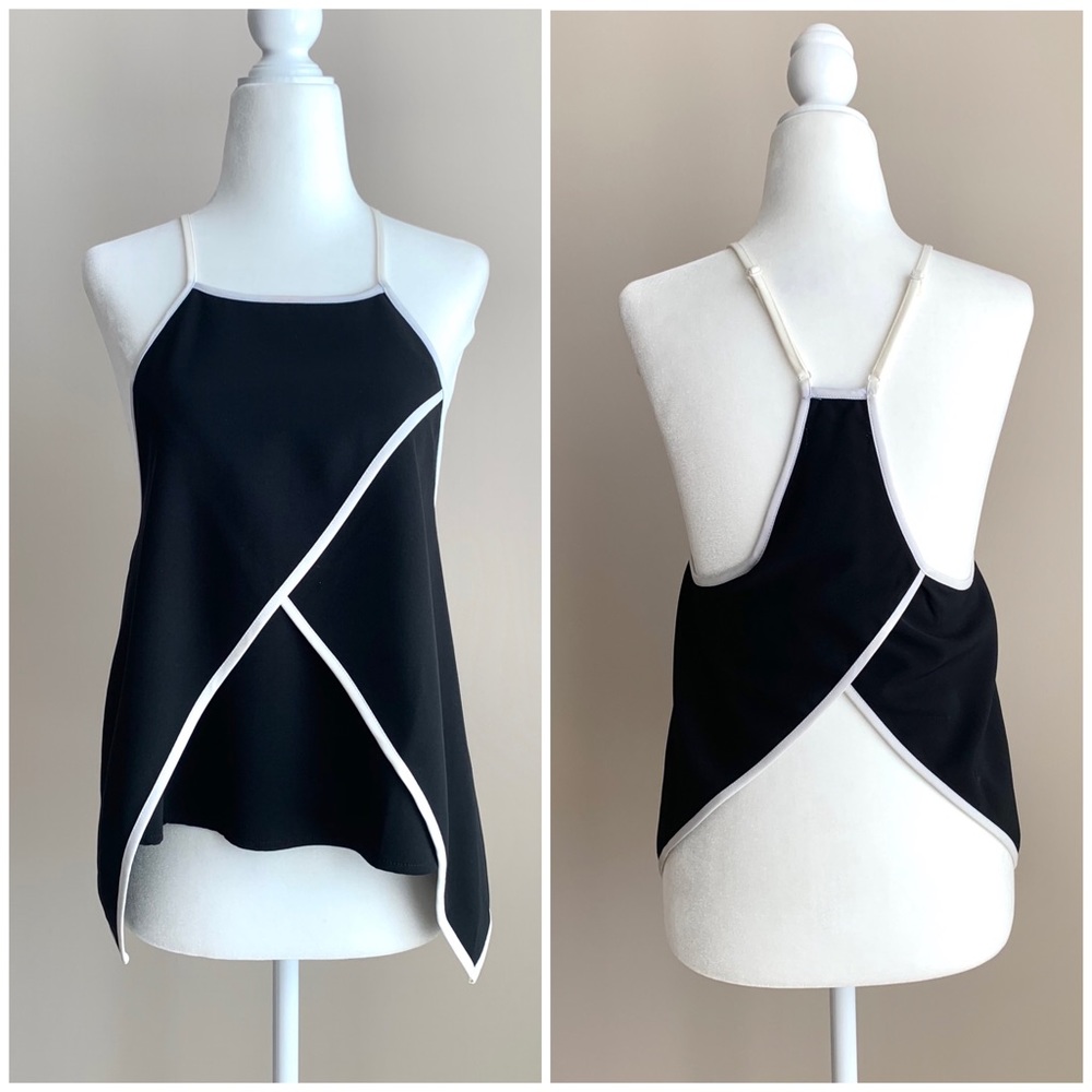 Ava Strappy Black and White Open Back Top